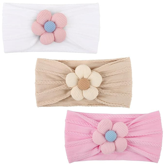 AQOKKA Baby Flower Headbands Nylon Baby Girl Headbands Soft Handmade Hairbands Toddler Hair Accessories for Girls Baby Newborn Infant Kids