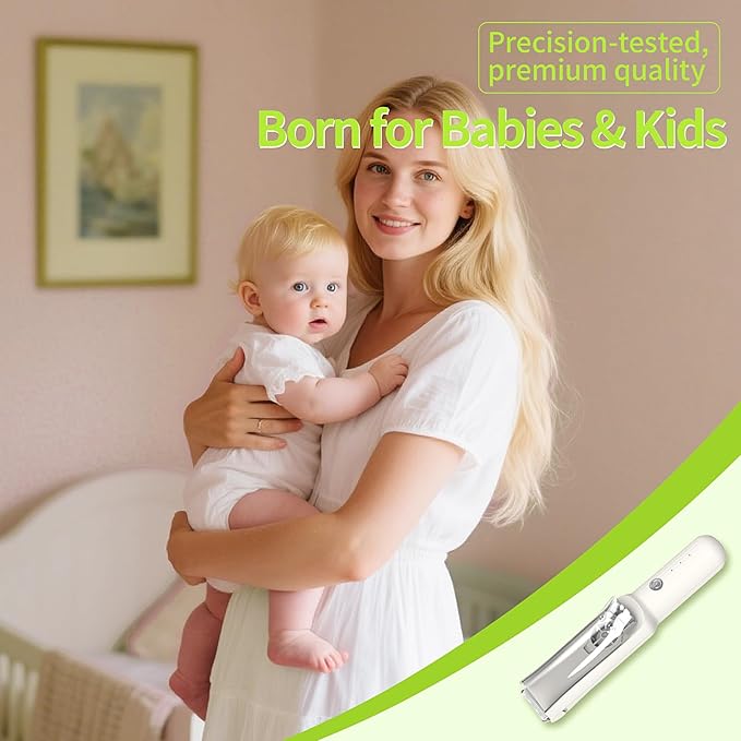 Baby Hair Clippers & Kids Hair Trimmer, Cordless Vacuum Hair Cutter, Ultra Quiet Electric Hair cutterfor Infant Toddler Boys & Girls (White)