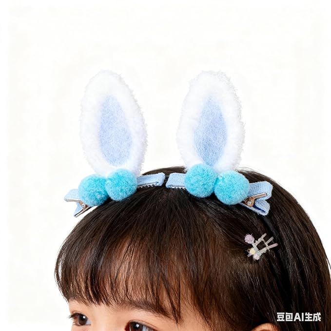 Easter Bunny Hair Clips Bunny Ears Easter Headbands Baby Girls Flower Crown Spring Bunny Hair Accessories(F80-C)