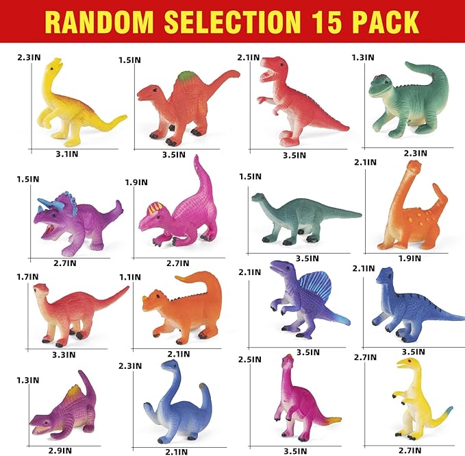 Color Changing Dinosaur Toys,15 Pieces Changing Color Dinosaur Set,Mold Free Bath Toys,Great Gift for Kids Boys and Girls,for Easter Egg Fillers,Goodie Bags Fillers,Themed Party