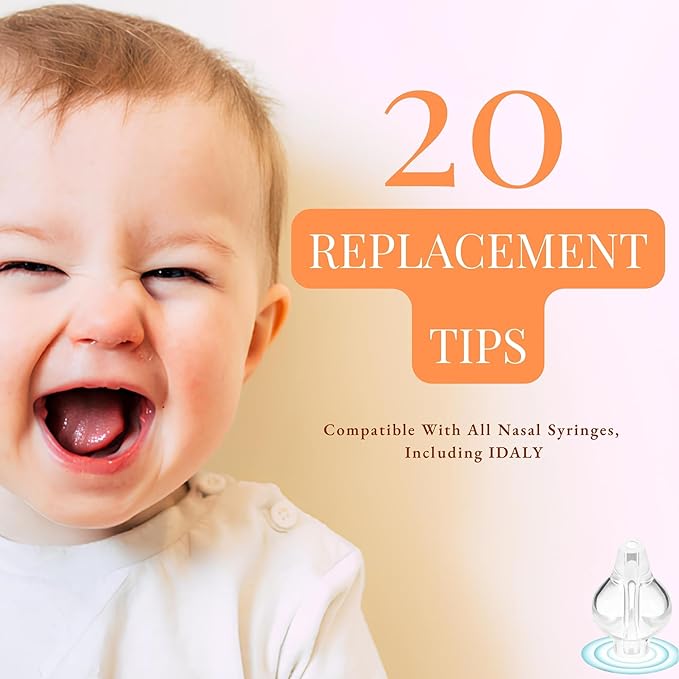 MEGA Pack 20 Silicone Tips for Nasal Syringe Nasal Syringe Tip for Baby - 20 Spare Nasal Syringe Tip.