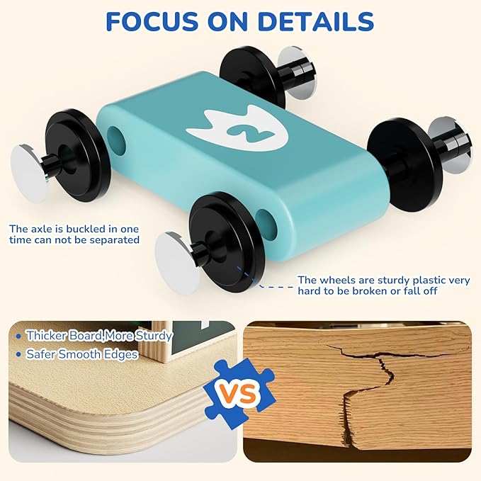 Montessori Car Ramp Toy for Toddlers 1 2 3 Year Old Wooden Dinosaur Race Track with 6 Cars & Parking Garage Kids Play Cars & Race Cars Birthday for 1-3 Boys Girls Baby Motor Skills Toy