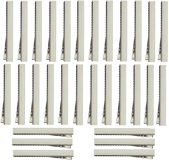Alligator Hair Clips, Hair Clips, Thickened,30 Pcs, Silver, Flat, Metal for Clips for DIY Hairpins, Salon, Hair Bows (Silver, 3.15 x 0.51 inch)
