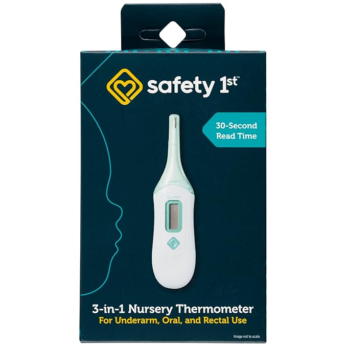 Safety 1st 3-in-1 Thermometer Bundle with Rapid Read & Analog Nursery Thermometers, Aqua