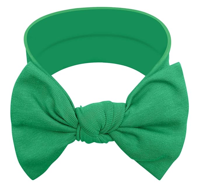 Baby Girl Headbands 0–6 Months – Newborn Infant Soft Cotton Handmade Bow Headband, Stretchy No Mark Baby Hair Accessories (Spring Green, 0-6 Month)
