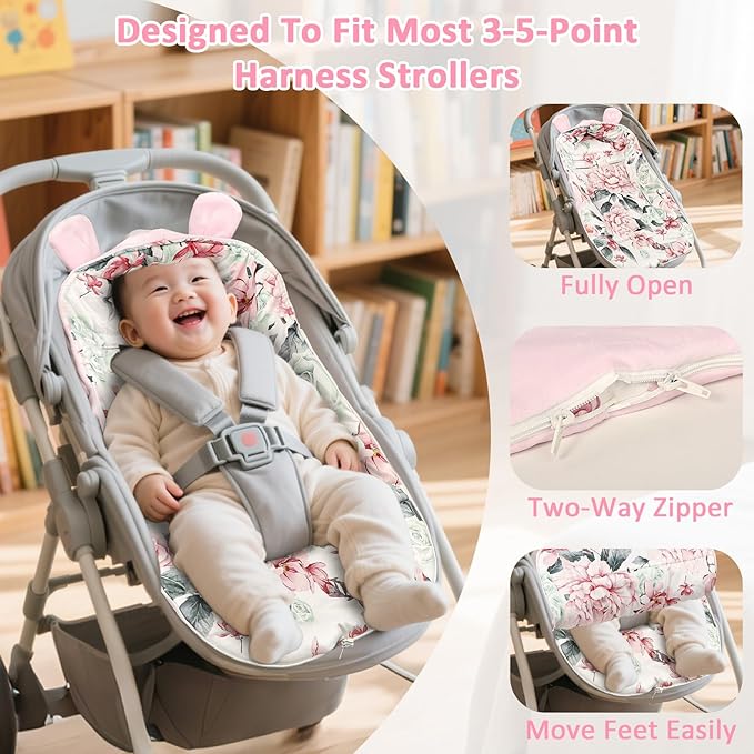 Pea Pod Baby Car Seat Blanket Stroller Footmuff Bunting Bag, Baby Sleeping Bag Fleece Plush Swaddle Blanket for Cold Weather Winter Must Have Outdoor Walking Warmth for Newborn to Infant (Camellia)