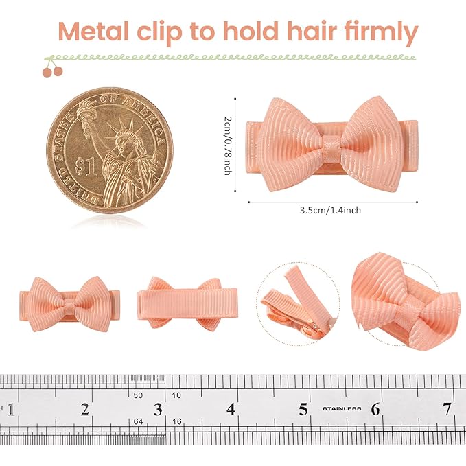 YHXX YLEN Baby Hair Bows for Girls Mini Fully Lined Hair Bows Grosgrain Ribbon 1.2" Tiny Baby Hair Clips for Baby Girls Infant Fine Hair 100PCS (50 Colors in Pairs)