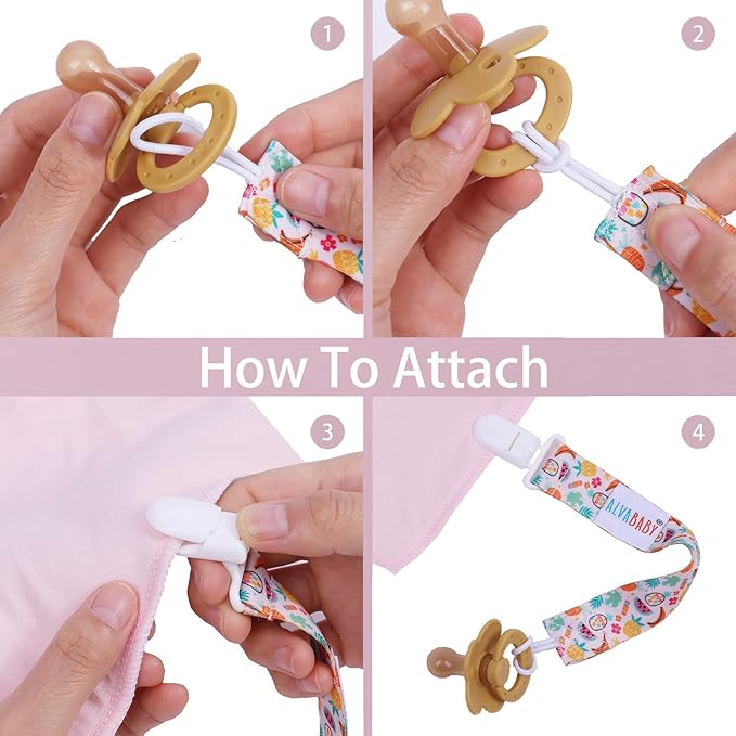 ALVABABY Baby Pacifier Clips Paci Universal Holder Leash Pacifier Clip Binky Holder for Teether Soothie 6 Pack 6DBP06