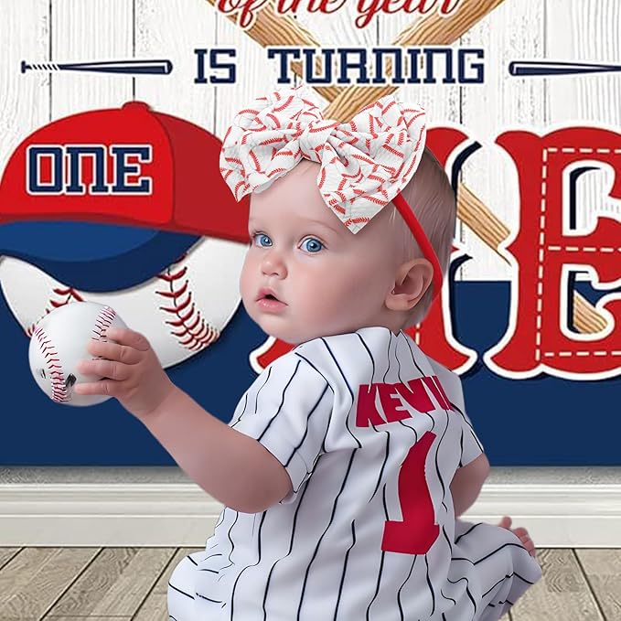 YanJie 2PCS Baseball Headbands for Baby Girl 6’’ Softball Hair Bow Girls Head Wrap Wide & Thin Headband Sports Accessories for Newborn Infant Toddler