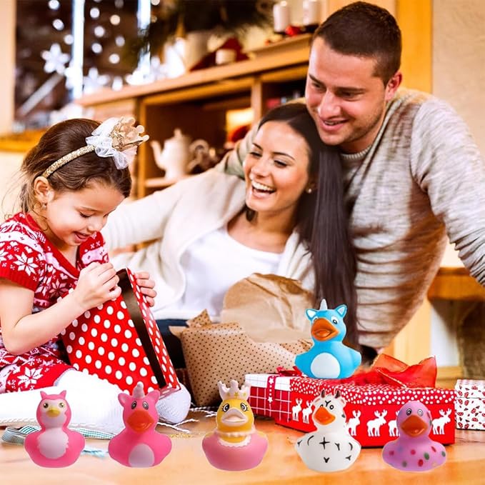 Assortment Rubber Duckies in Bulks Floater Duck Bath Toys Party Favors Classroom Incentives (Pink Valentine's Day Duck)