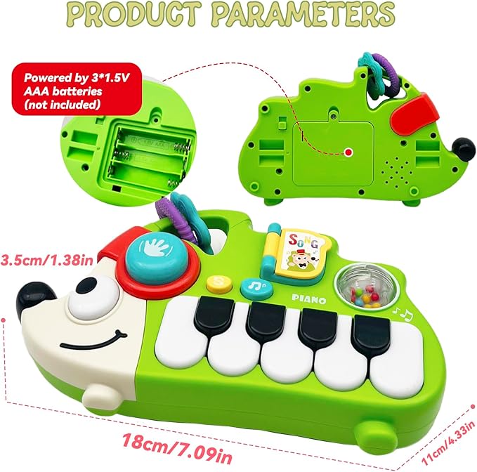 Baby Musical Toys for 1 Year Old Boy Girl, Light Up Music Developmental Learning Toy for Toddlers , Tummy Time Toy12 - 18 Months, Baby Birthday Gift (Hedgehog)