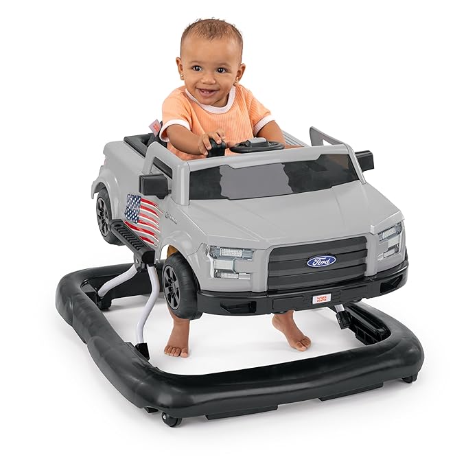 Bright Starts Ways to Play Walker - Ford F-150, All American, 4-in-1 Walker for 6 Months and Up, 2 Can Play At Once