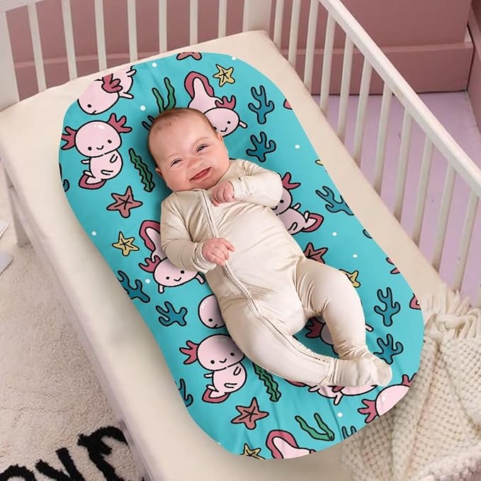 Axolotl Ocean Baby Infant Lounger Cover Girls Boys Newborn Snuggle Me Pillow Covers for 0-12 Months Comfy Covers Nest Soft Crib Mattress Sheets