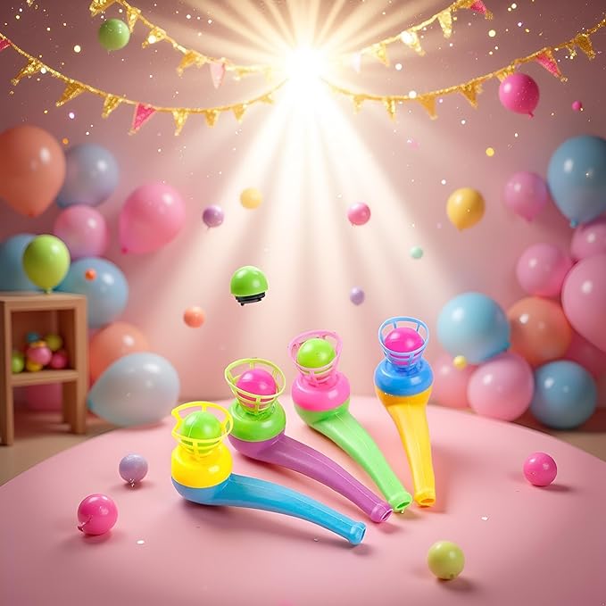 4Pcs Ball Blowing Floating Blow Pipe Balls, Floating Ball for Birthday PartyBalance Game (Random Color)