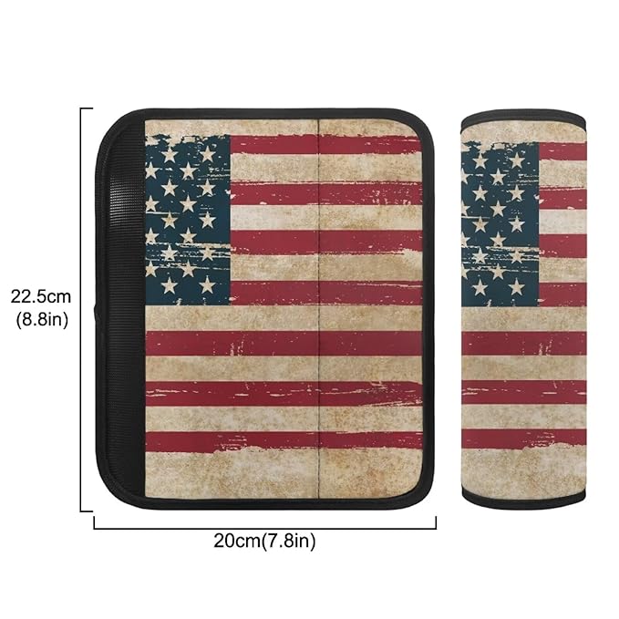 Biyejit Baby Strap Cover, Stroller Strap Cover, Vintage American Flag Car Seat Strap Covers 2 Pack, Car Seat Straps Shoulder Pads, Protect Neck and Shoulder for Baby Toddler Infant Boy Girl