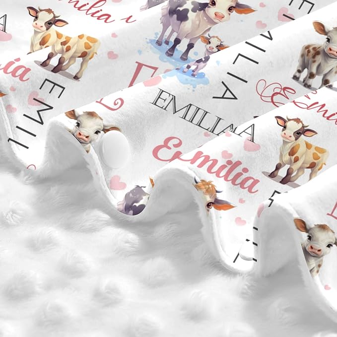 Custom Baby Car Seat Canopy Personalized Car Seat Covers with Name for Baby Boys Girls Customized Cow Nursing Breastfeeding Cover Infant Carseat Canopies Newborn Minky Baby Blanket