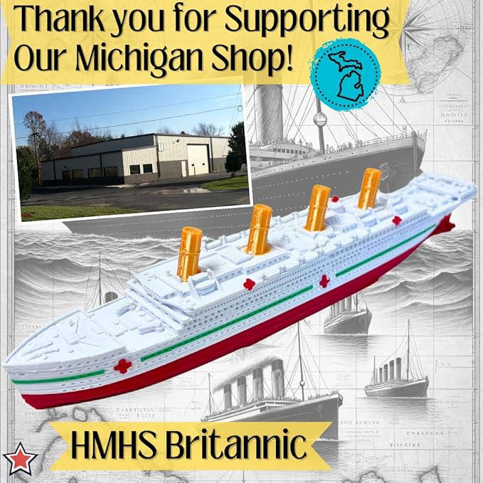 Britannic Bath Boat and Pool Toy by TitanicToyCo, RMS Titanic Toys for Kids, Historically Accurate Titanic Toy, Titanic Ship, Titanic Cake Topper, Titanic Figurine
