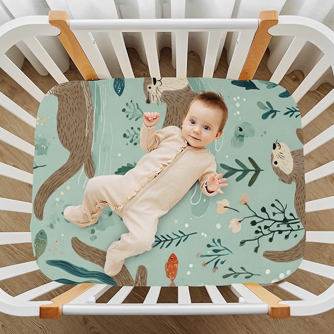 Baby Crib Sheet Otter Animal Crib Mattress for Boys and Girls Playard Sheet Soft Breathable Fitted Baby Mattress Cover 52x28in