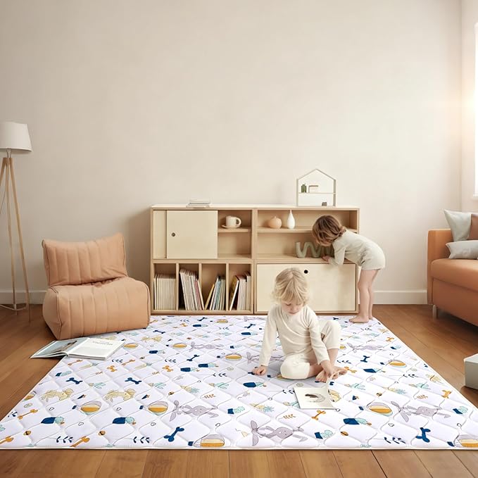 Premium Foam Baby Play Mat for Floor 79" X 71", Extra Large Soft Thicker Playmats for Babies, Toddlers, Infants, Foldable & Machine Washable Baby Crawling Mat for Playpen