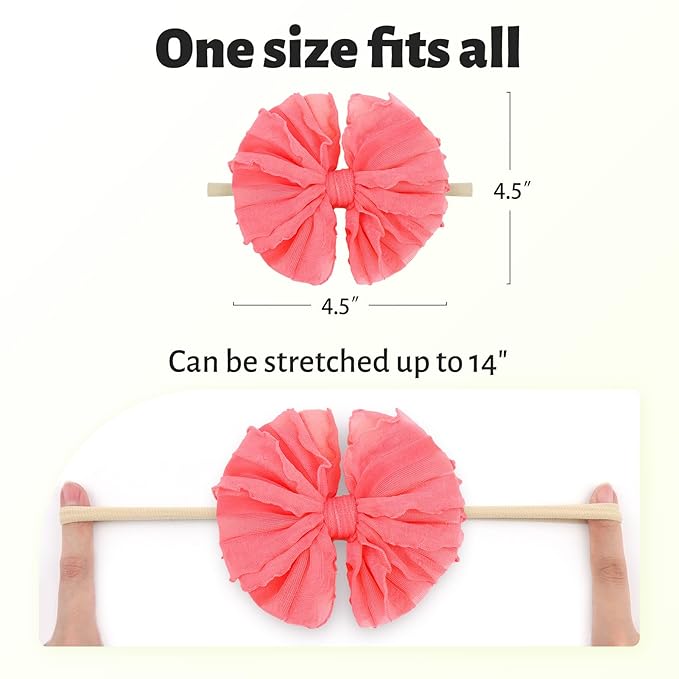 Baby Girls Soft Knot Headbands with Hair Bows Newborn Toddler Hairbands Infant Toddlers Kids Hair Accessories Blue Watermelon Red Light Yellow 3 PCS
