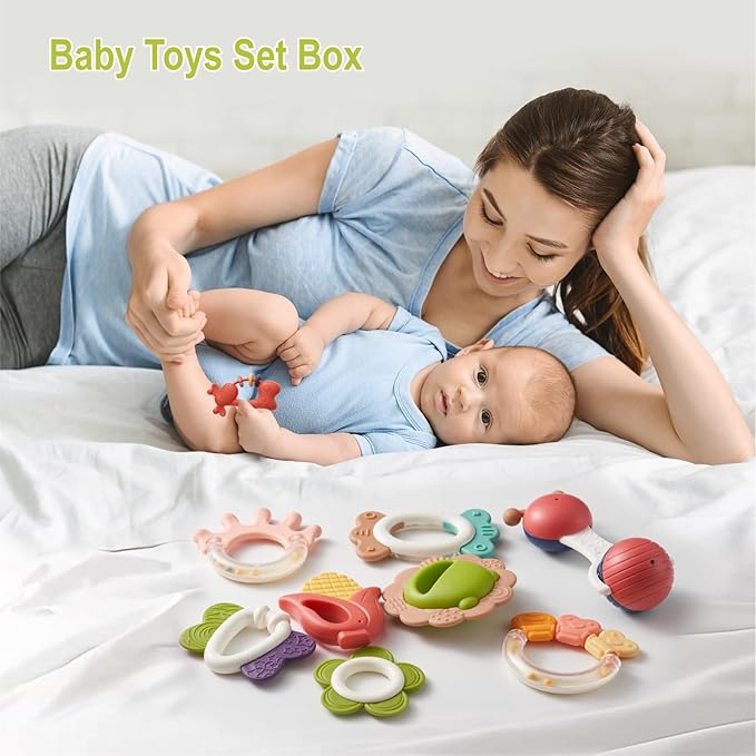 Baby Toys 0-6 Months - Baby Rattles Teething Toys 3-6 Month Infant Toys 6-12 Months Teether Toy Babies Gift Teething Toys