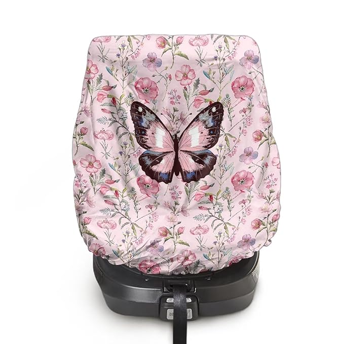 XYZCANDO Butterfly Car Seat Covers for Babies Boy Elegant Cooling Car Seat Cover Baby Dustproof Baby Car Seat Shade Cover Portable Car Seat Sun Cover for Baby Car Accessories Gift for Her