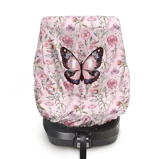 XYZCANDO Butterfly Car Seat Covers for Babies Boy Elegant Cooling Car Seat Cover Baby Dustproof Baby Car Seat Shade Cover Portable Car Seat Sun Cover for Baby Car Accessories Gift for Her