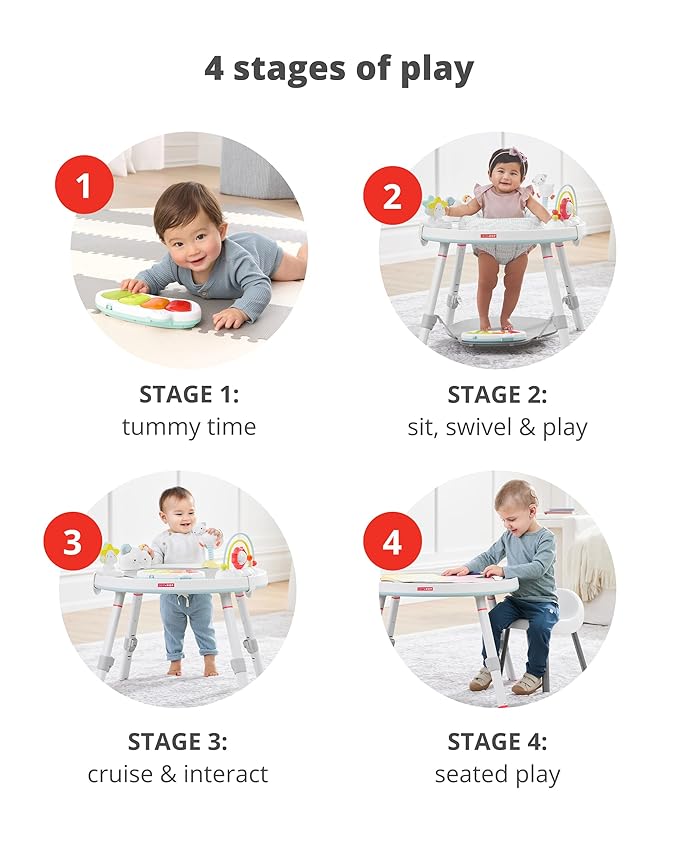 Skip Hop Baby Activity Center: Interactive Play Center with 3-Stage Grow-with-Me Functionality, 4mo+, Silver Lining Cloud