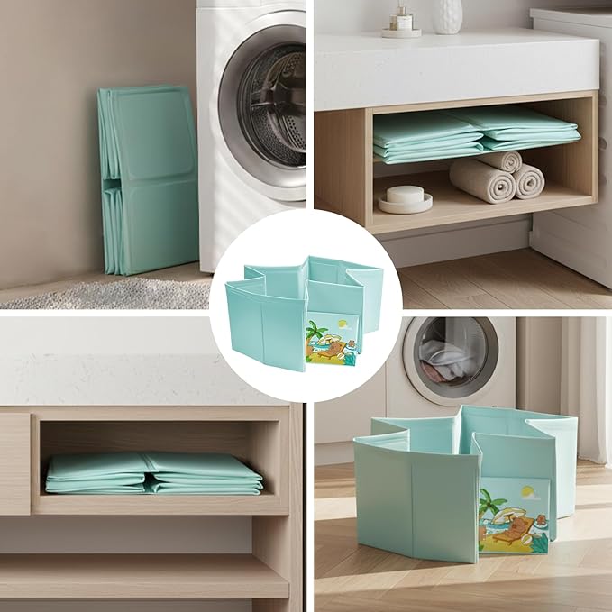Baby Bathtub for Newborn to Toddlers, Foldable Infants Babies Bath Tub with Non-Slip Base and Drain Plug, Portable Bathtub for Home Outdoor (Light Green, 75-45-25CM)