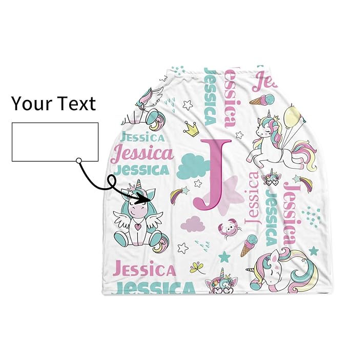 Personalized Baby Car Seat Cover Stroller Canopy: Custom Name Newborn Baby Boy Girl Elastic Nursing Cover for Moms First Birthday Gift Pink(one Size)