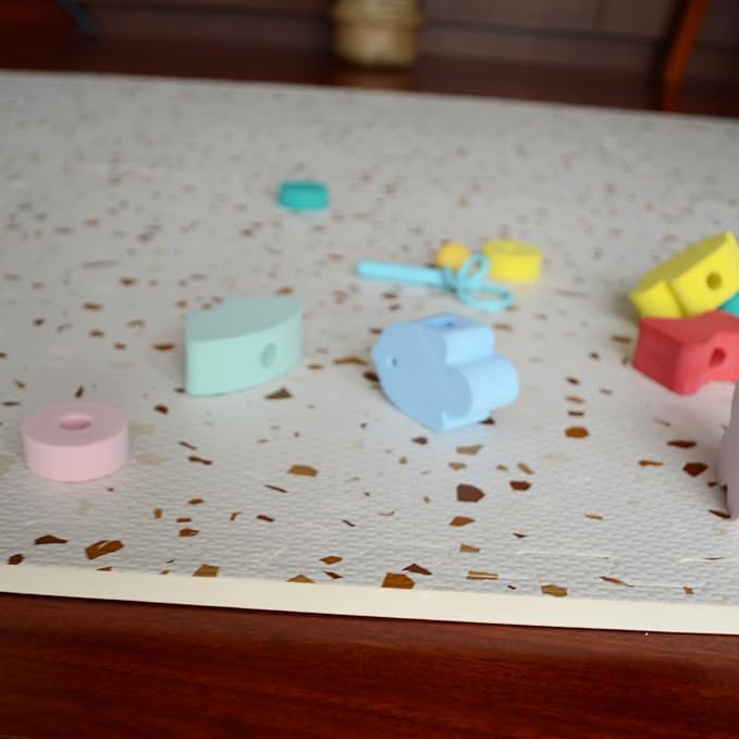 Clay Terrazzo Play Mat for Babies, Children and Toddlers, 4x6 Feet, Interlocking Foam Tiles, Soft Non-Toxic Foam