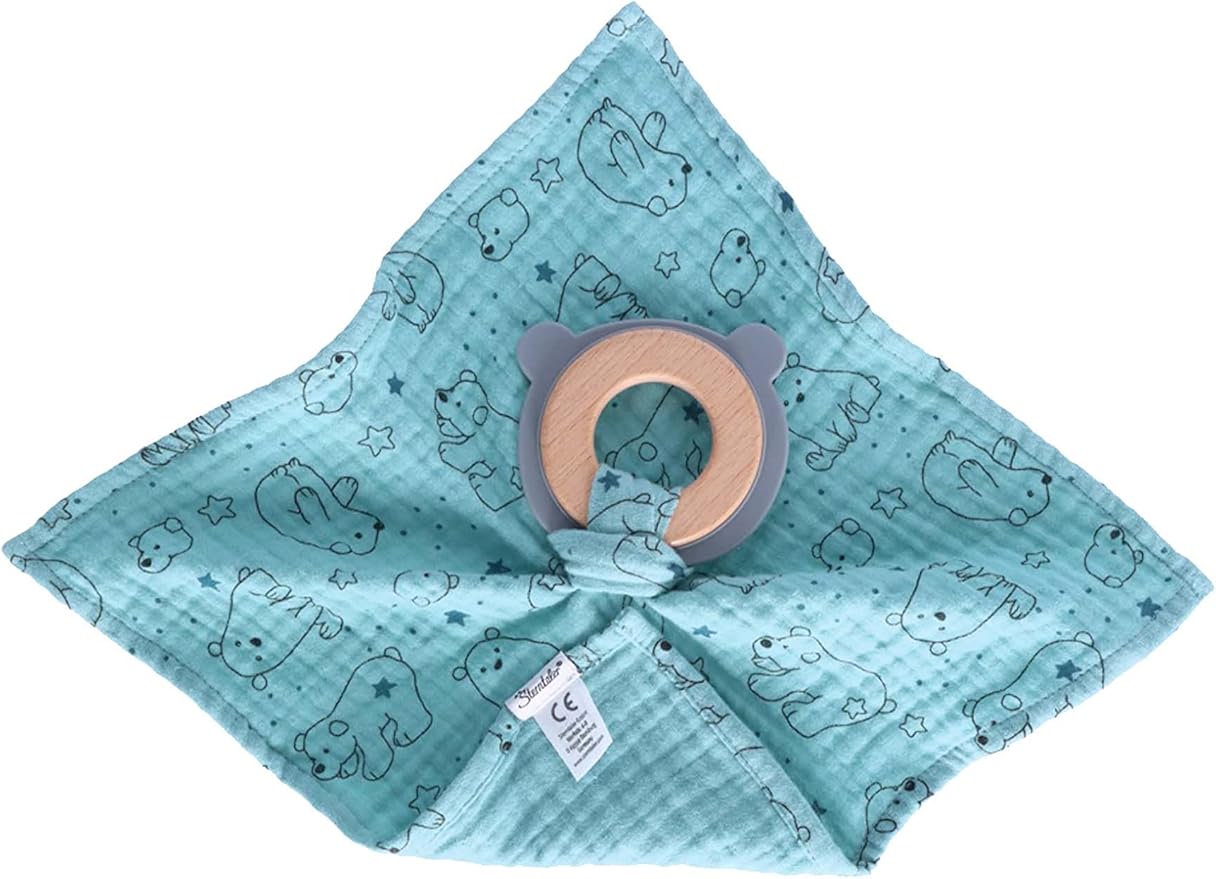 Sterntaler Unisex Baby Comforter with Teething Ring Polar Bear Elia Baby Comforter Baby Comforter Soft Toy Soft Toy Dark Turquoise