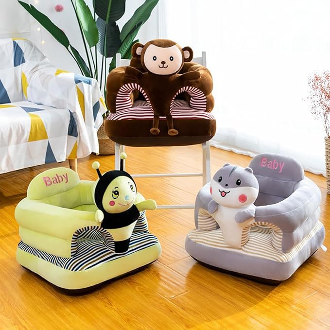 Baby Seat for 3-24 Month, Infant Back Support Floor Chair, Plush Cartoon Animals Baby Sofa, Toddler Floor Seater for Sitting Up, Portable Activity Seat for Babies (Elephant)