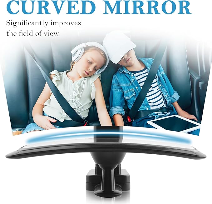 360° Curved Baby Car Mirror without Dead Angle,Clip on Car Seat Mirror for Baby Rear Facing Clips Onto Rearview Mirror,Adjustable Baby Mirror for Car SUV Truck