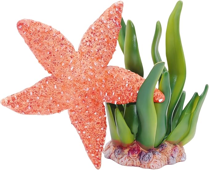 Gemini&Genius Starfish with Seaweed Ocean Toys for Kids 3-5 Years Old, Realistic Sea Animal Action Figures, Starfish Figurine for Toddlers, 2Pcs Gift for Educational, Display, Play, Collection Toys