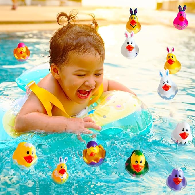 12 Pcs Easter Duck Assortment Rubber Duck Toy Duckies for Kids,Birthday Gifts Baby Showers Classroom Incentives