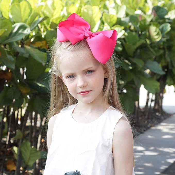 Oaoleer Hair Bows Clips Grosgrain Ribbon Bows Hair Alligator Clips Hair Barrettes Hair Accessories for Girls Toddler Infants Kids Teens Children (8inch)
