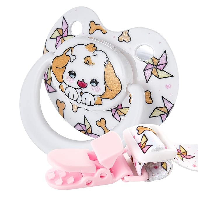 Cute Adult Size Pacifier: Big Shield Paci for Anxiety with Case - Puppy Soft Silicone Large Nipple for Sleep - Binky for Autism