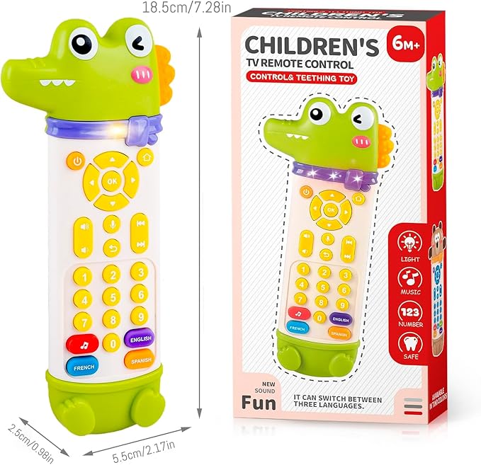 Baby Remote Control Toy with Music and Light - On The Go Remote - Toddler Early Education Learning Toys & Gifts for Boys & Girls Ages 18 Months+ (Crocodile)
