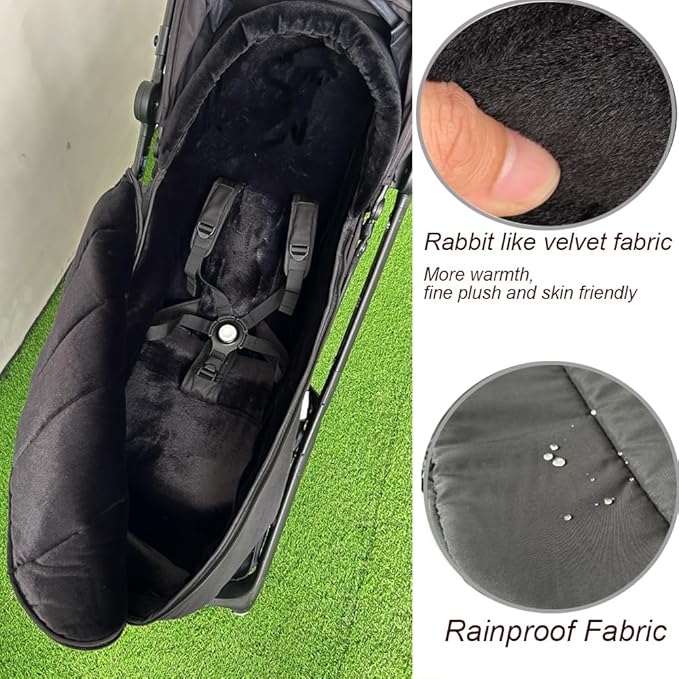 Stroller accessories winter footmuff compatible with Bugaboo Butterfly stroller, warm Socks for Bugaboo Bee stroller, rainproof fabric (Black)