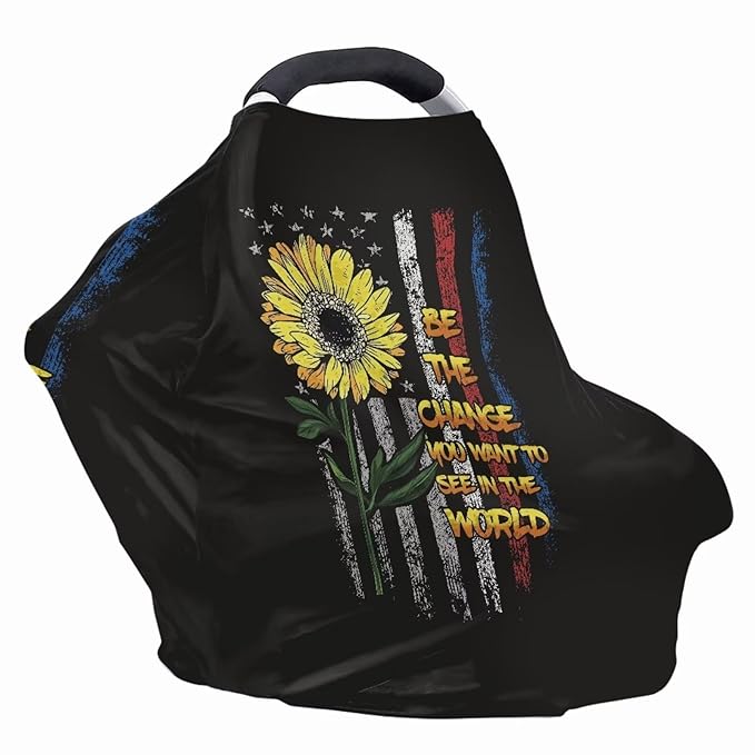 Sunflower USA Flag Car Seat Covers Dust Cover Nursing Breastfeeding Covers for Babies Stretchy Multi-Use Multifunctional Breastfeeding Shawl Privacy Protection