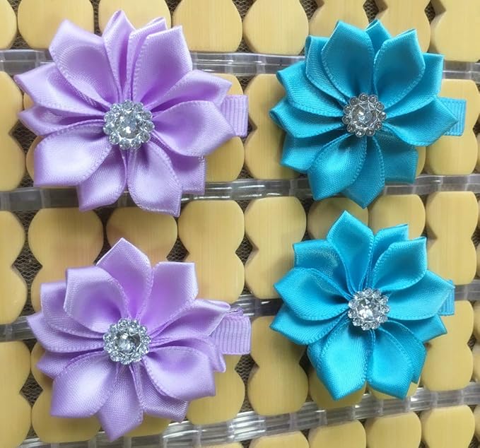 QandSweet 32 Pcs Girls Hair Clips Safety Clip Rhinestone Flower Barrettes for Toddler Girl Teens and Womens