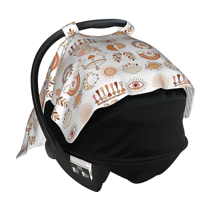 Boho Baby Car Seat Canopy Cover, Nursing Cover for Newborn, Boho Baby Stuff Stroller Cover for All Seasons