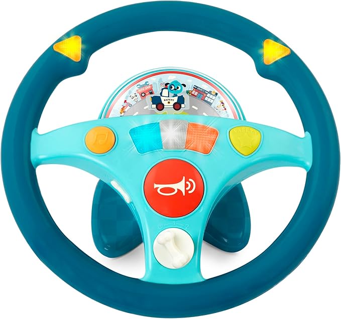 B. toys – Woofer's Musical Driving Wheel – Pretend Play Steering Wheel with Music, Sounds & Lights for Toddlers, Kids 2 Years+