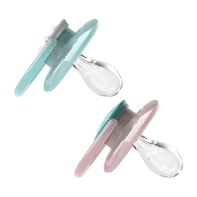 Dr. Brown's Advantage Glow-in-the-Dark Pacifier, 100% Silicone Baby Paci Symmetrical & HappyPaci 100% Silicone Pacifier 0-6m, BPA Free, White, Pink, Light Pink