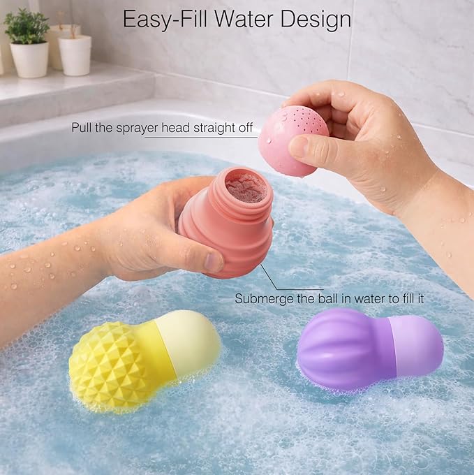Sensory Squeezing Water Bath Toys for Toddlers,3PCS Bath Tub Pool Floating Toys for Babies Kids 1-3，Textured Fidget Toys Stocking Stuffers Gifts for Boys Girls Ages 1+
