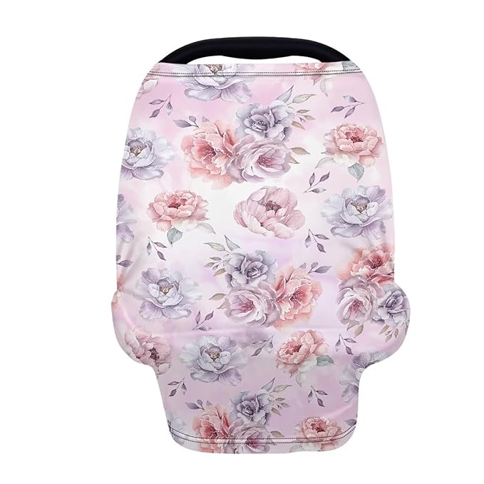 Biyejit Rose Flowers Car Seat Covers for Babies – Multi-use Breastfeeding Cover Carseat Canopy Cover, Infant Stroller Covers for Boys and Girls