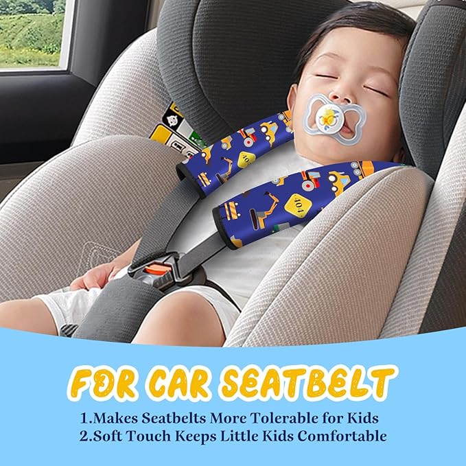 Akkya 2 Pack Seat Belt Cover Pad, Seatbelt Cushion Car Seat Strap Pads for Kids Cute Funny Carseat Stroller Shoulder Strap Protector Accessories(Pattern)