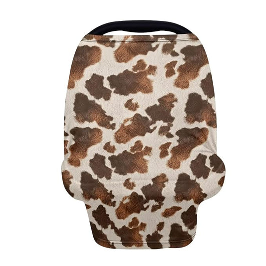Wanyint Fashion Cow Print Infant Car Seat Cover Stretchy Nursing Scarf Car Seat Canopy Shopping Cart High Chair Cover Protect Babies Breastfeeding Mothers
