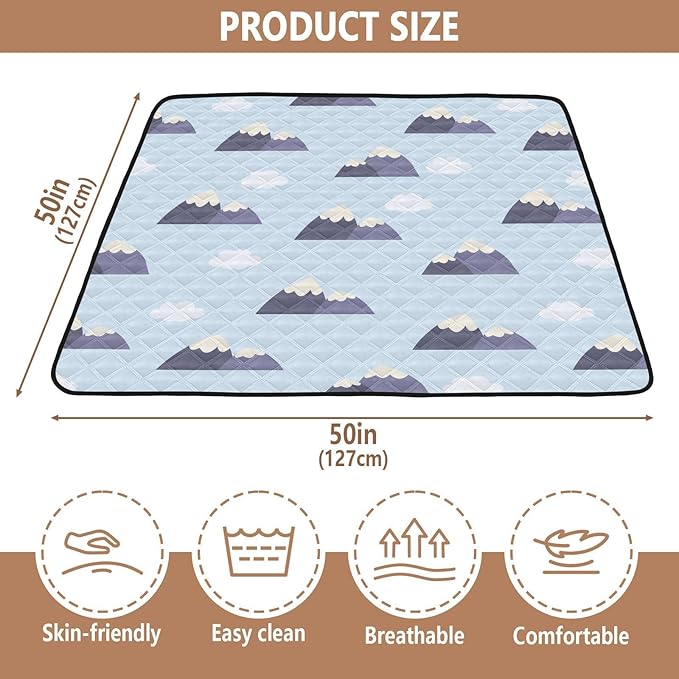 Baby Play Mat Blue Mountains 50 x 50 Playpen Mat Baby Play Mats for Floor Play Gym Crawling Mat Non-Slip Cushioned Baby Playmat for Infants, Babies, Toddlers